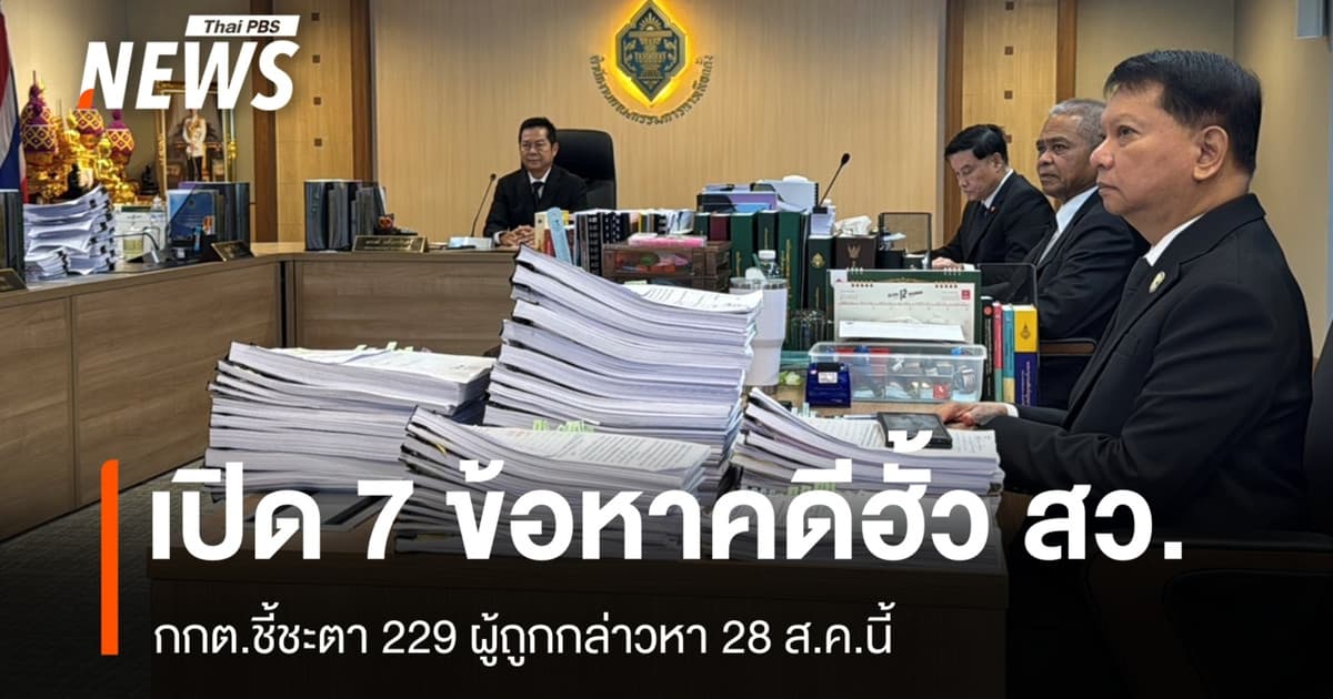 กกต. เปิด 7 ข้อหาคดีฮั้ว สว. จับตา 28 ส.ค. ชี้ชะตา 229 ผู้ถูกกล่าวหา